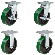 Casterhq Heavy Duty Casters, 5"x2" Heavy Duty Caster Set W/ GRN, PK4 HD6650-01-TLB-SO4-S4